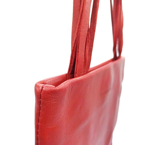 RARE VINTAGE RED FRINGE LEATHER MINI TOTE — WESTERN Y2K COWGIRL GLAM - Picture 7 of 15